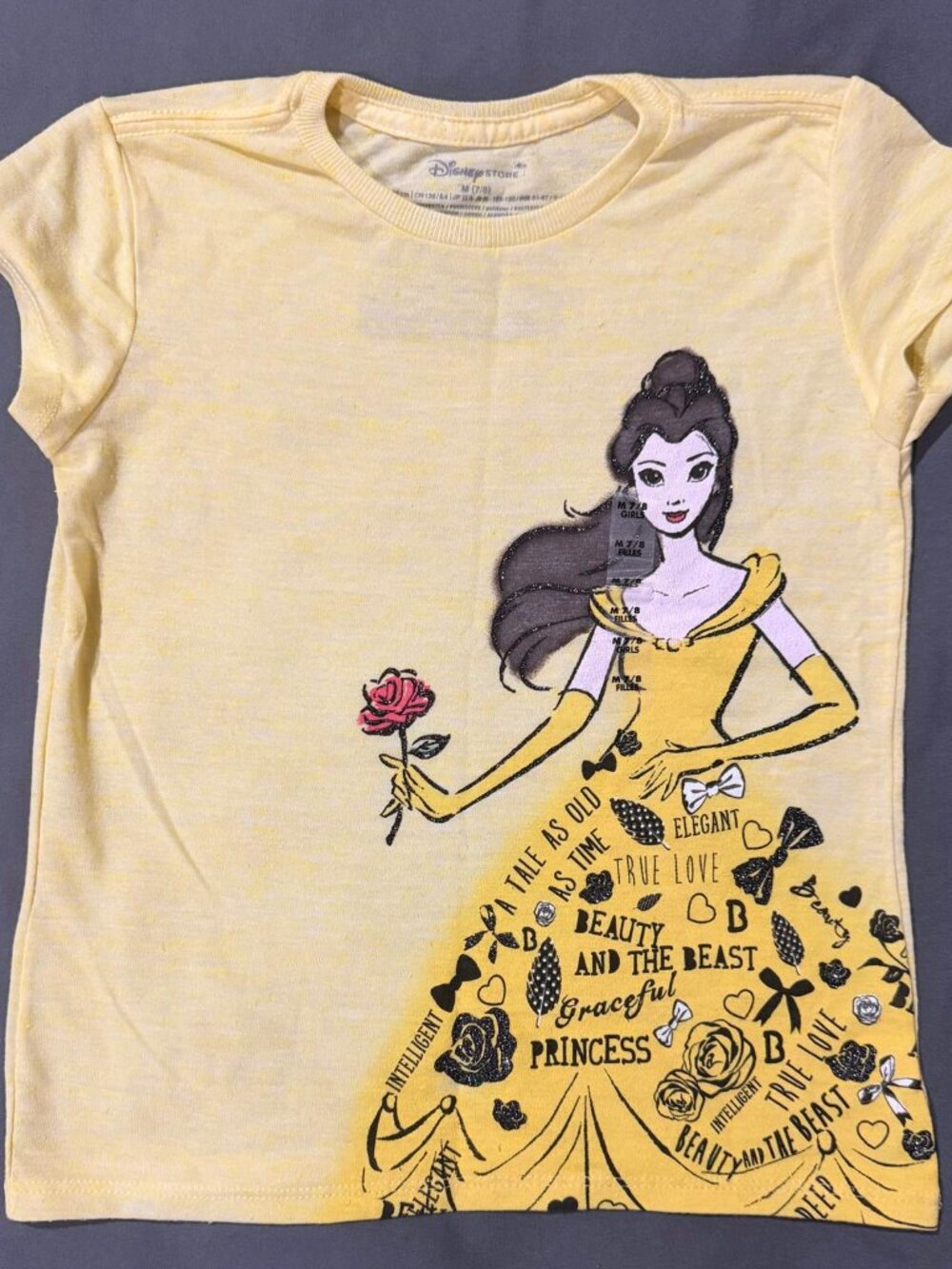 Disney Store Belle Beauty and the Beast Girls’ T-Shirt – NWT – Size 7/8
